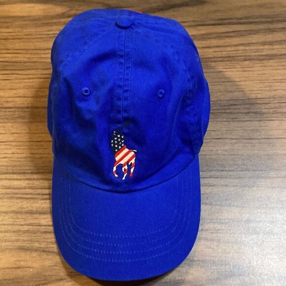 Polo Ralph Lauren Mens Sports Ball Cap Royal USA Flag One Size NEW - Picture 1 of 4